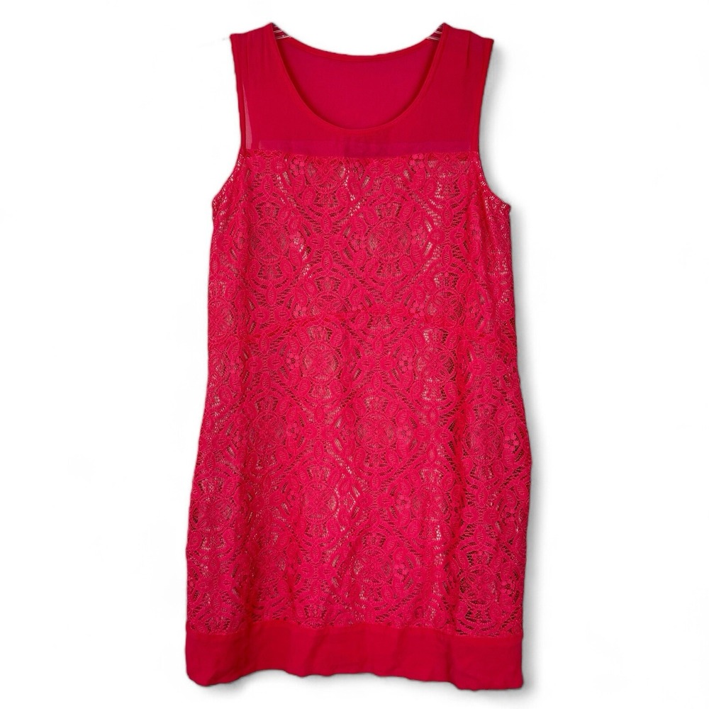 Marc by Marc Jacobs Pink Lace Silk Trim Sleeveless Shift Dress Womens Small